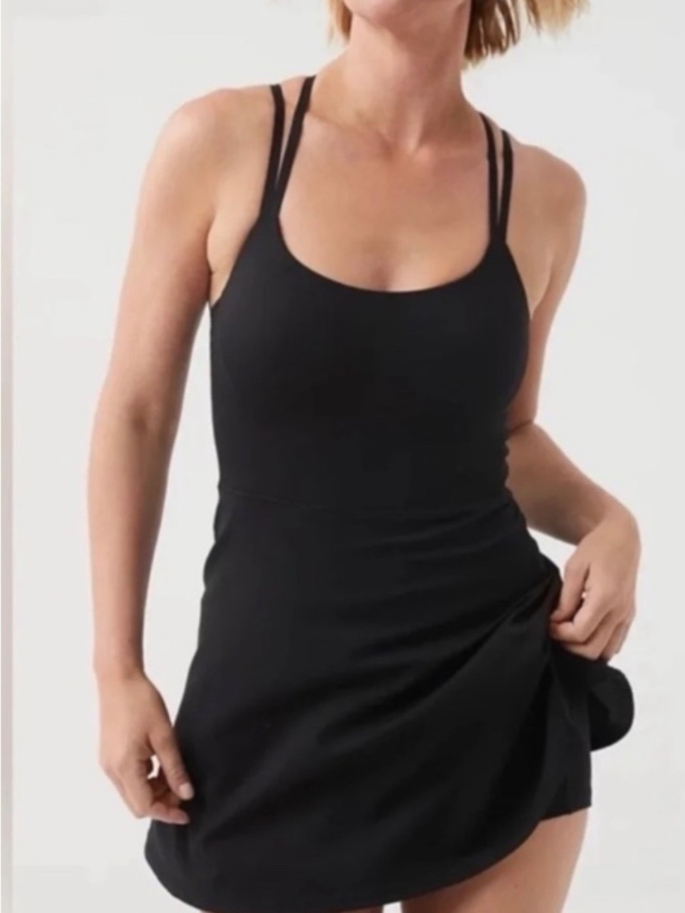 OFFLINE by Aerie NWT Real Me Hold Up Strappy Athletic Dress Black.